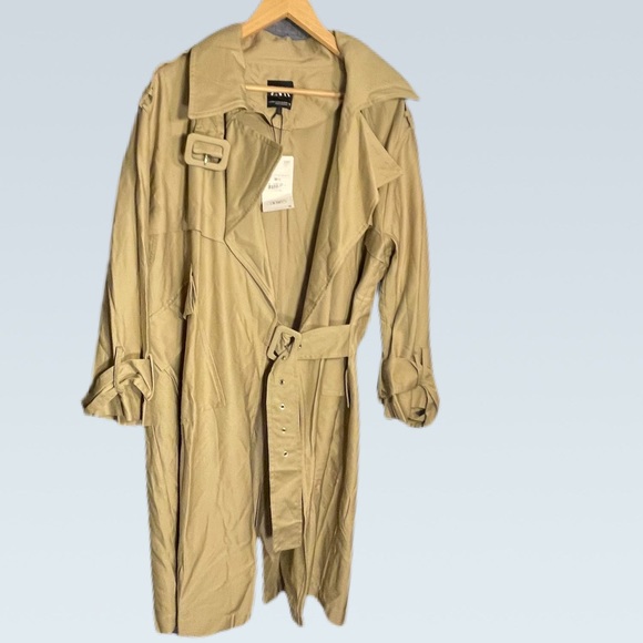NWT Zara Womens Oversized Trench Coat Jacket Belted - Picture 14 of 14